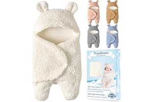 Nunibum Baby Swaddle Blanket Boys Girls Cute Bear Plush Essential Receiving Blanket Ultra-Soft Newborn Registry Sleeping Wraps for Infant 0-6 Months - White