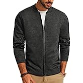 Men's Casual Full Zip Cardigan Sweater Slim Fit Stand Collar Sweater Jacket