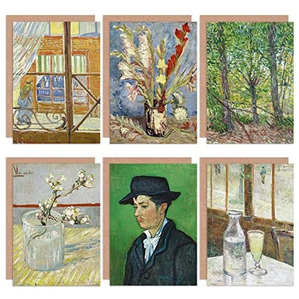 Artery8 Vincent Van Gogh Cafetafel Roulin Tuingladiolen Flowering Trees Butchers Fine Art Greeting Card Pack of 6