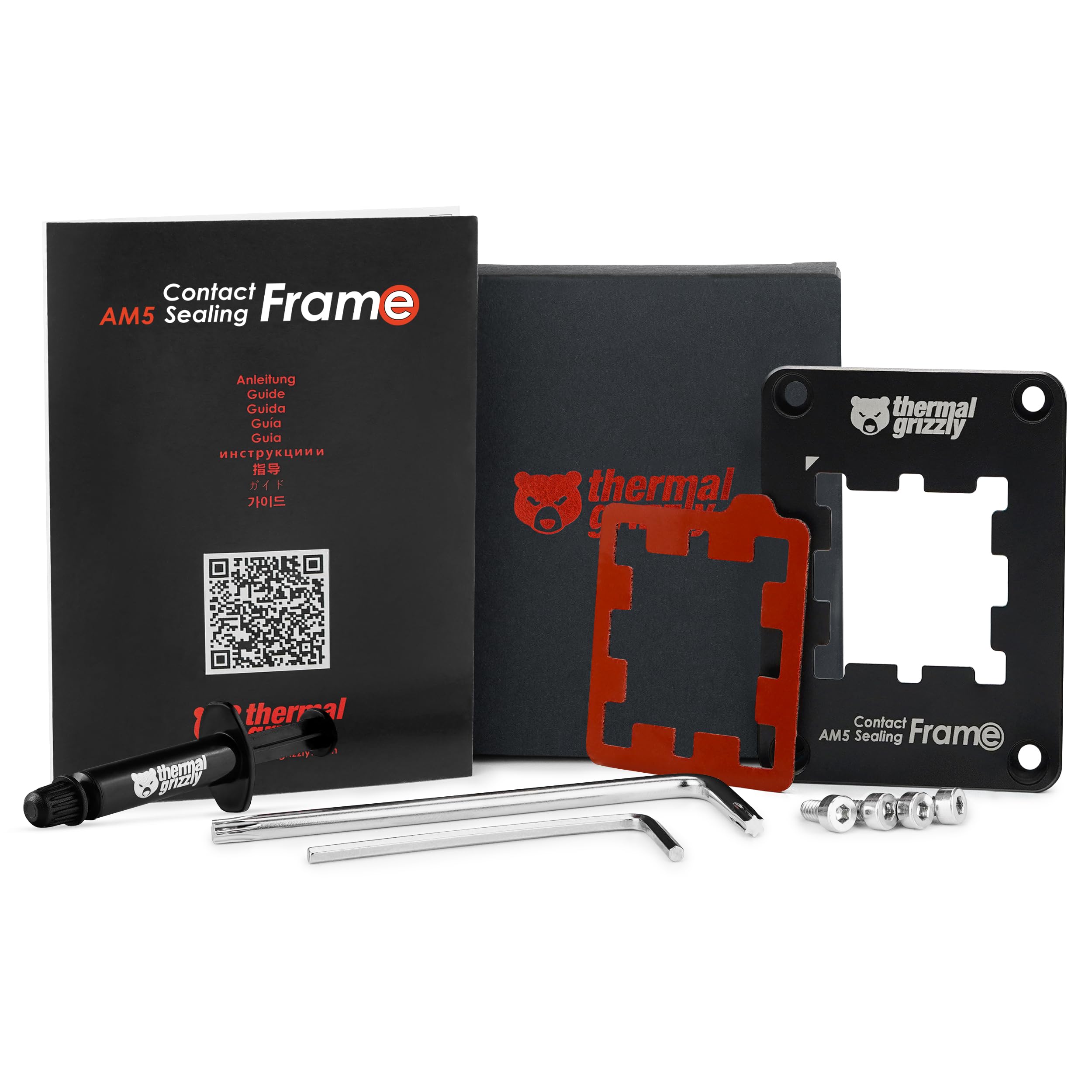 Thermal Grizzly AM5 Contact Sealing Frame - Contact Frame & CPU Guard Combination - Optimizes Contact Pressure Points & Protects Components - for AMD Ryzen 7000 CPUs