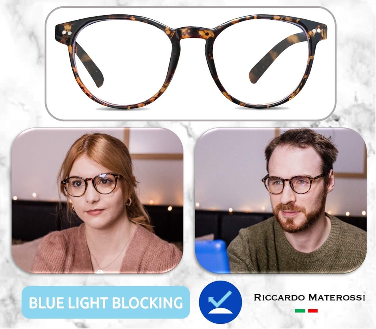 Riccardo Materossi®, Premium 99.9% Blue Light Blocking Glasses, Reduce Headaches and Improve Sleep - Image 3
