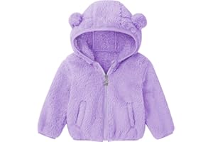 Adarl Baby Toddler Boys Girls Fleece Jacket with Hood Zip Up Cute Bear Coats for Infant Boys Girls Fuzzy Jacket with Ear 1-5T