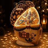 Christmas Pinecone Snow Globe Lantern with 6 Hours Timer, 3 AAA Battery Operated Glittering Water Globe, Lighted Squirrel Family Snow Globes for Xmas Mantel Tabletop Shelf Holiday Decorations Gifts