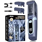 ENSSU Beard Trimmer for Men Auto-Vacuum, Rechargeable Electric Men Beard Trimmers with 2 Combs, 1-20mm Adjustable Length Dial, Waterproof Cordless Mustache Trimmer for Face, Stubble,Blue