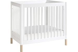 Babyletto Gelato 4-in-1 Convertible Mini Crib in White and Washed Natural, Greenguard Gold Certified