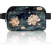 Flower Lotus Fanny Pack Fashion Belt Bag Lightweight Waist Pouch with Adjustable Strap Mini Crossbody Bags for Women Travel Sports Running