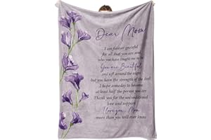Afterprints Gifts for Mom Mothers Day - Mom Blanket Printed with Letter and Flowers, Mom Birthday Gifts, Mom Gifts from Daughter/Son, Soft Throw Blankets 50” x 60”