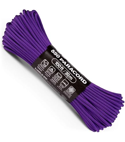 Atwood Rope MFG 550 Paracord 100 Feet 7-Strand Core Nylon Parachute Cord Outside Survival Gear Made In USA | Lanyards, Bracelets, Handle Wraps, Keychain (Royal Blue) - US Stainless