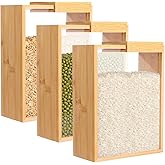 NIMBLOOM 3 Pcs Wooden Cereal Storage Boxes, 8.7 x 6.8 x 3.1 in Dry Food Dispenser with Slide Lid, Visible Window, Wood Food Storage Container for Kitchen, Pantry Organization