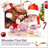 AOLEVA Kids Wooden Tea Set Toy for Toddlers 3 4 5 Years Old view 6