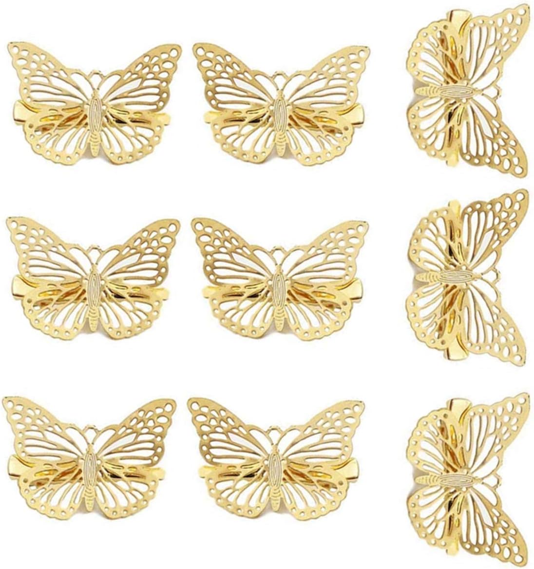 12 Pcs Butterfly Hair Clips, Metal Gold Butterfly Hair Pins Hair Clips Woman Girl Hair Accessories(Right and Left)