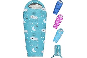 ANJ OUTDOORS KidzAdventure Mummy Style 32 – 59F Kids Sleeping Bag with Pillow Sleeve, 4 Season, Lightweight and Backpacking Style, Ideal for Camping, Sleepover, Boys, Girls, Youth and Toddlers