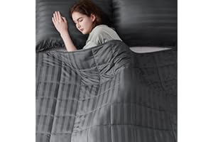 Wellfeel Weighted Blanket for Adult,20lbs Heavy Weighted Blanket 60"x80" Breathable Cooling Summer Blankets, Ultra Soft Cotton Comfort Throw Blanket with Glass Beads for All-Season (Dark Grey)