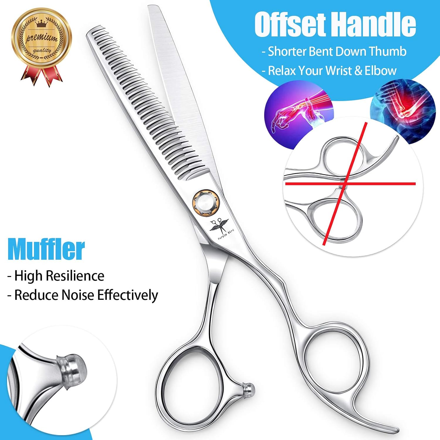 Hairdressing 6 Inch Hair Thinning Scissors, Professional Barber Trimming and Texturizing Shears for Men Women and Kids - Image 4