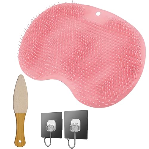 1 Set Shower Foot Scrubber Mat, Non-Slip Foot Scrubber with 2 Hooks, Exfoliating Massager for Daily Shower and Bath Use, Care Solution