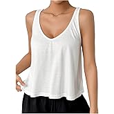 SweatyRocks Women's Flowy Tank Tops V Neck Sleeveless Loose Fit Crop Top