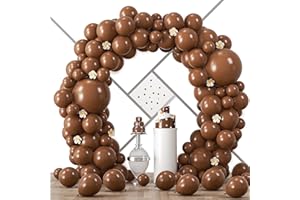 Voircoloria 90pack Brown Balloons Different Size 18/12/10/5 Inch Brown Balloon Garland Arch Kit for Graduation, Wedding, Birthday, Princess Theme Party, Valentine's Day Party Decorations