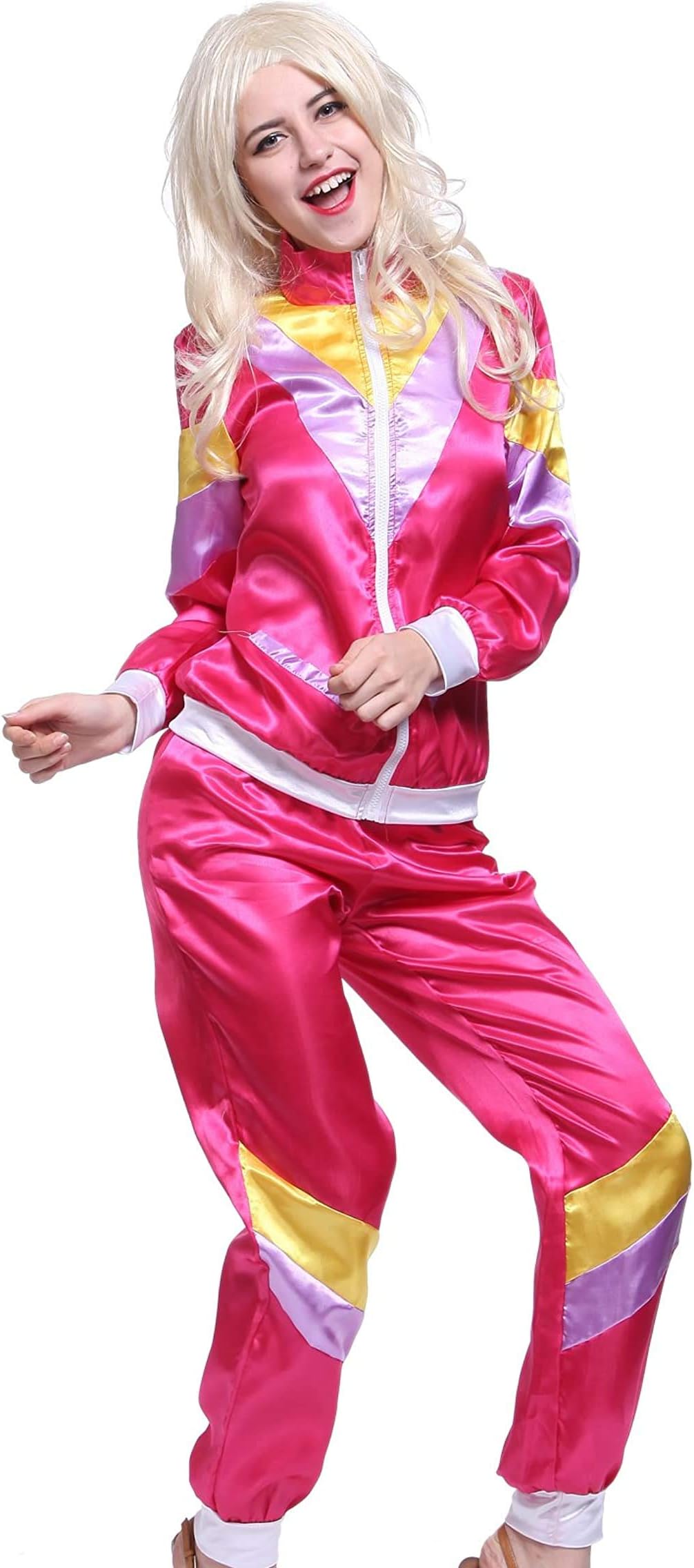 Fashoutlet Adult Ladies 80s 1980s Tracksuit Shell Suit Scouser Fancy Dress Costume