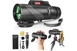 AMITHER 80x100 Monocular Telescope for Smartphones - High Powered HD Monocular with Tripod & Adapter, Low Light Vision for Adults - for Wildlife, Bird Watching, Hunting, Hiking