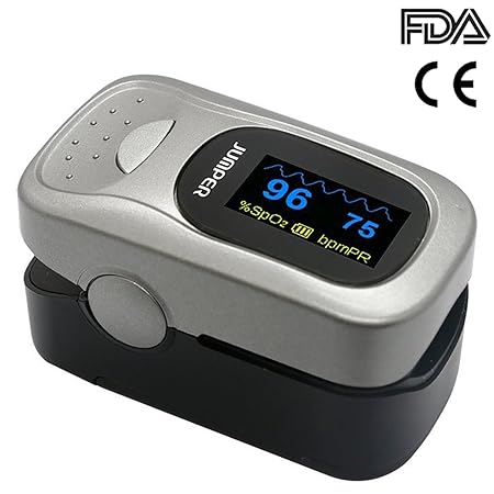 Jumper 500A Fingerpulsoximeter Herzfrequenzmesser Pulsoximeter für Sport, Home Health Care - Einschließlich Lanyard, Silikon 