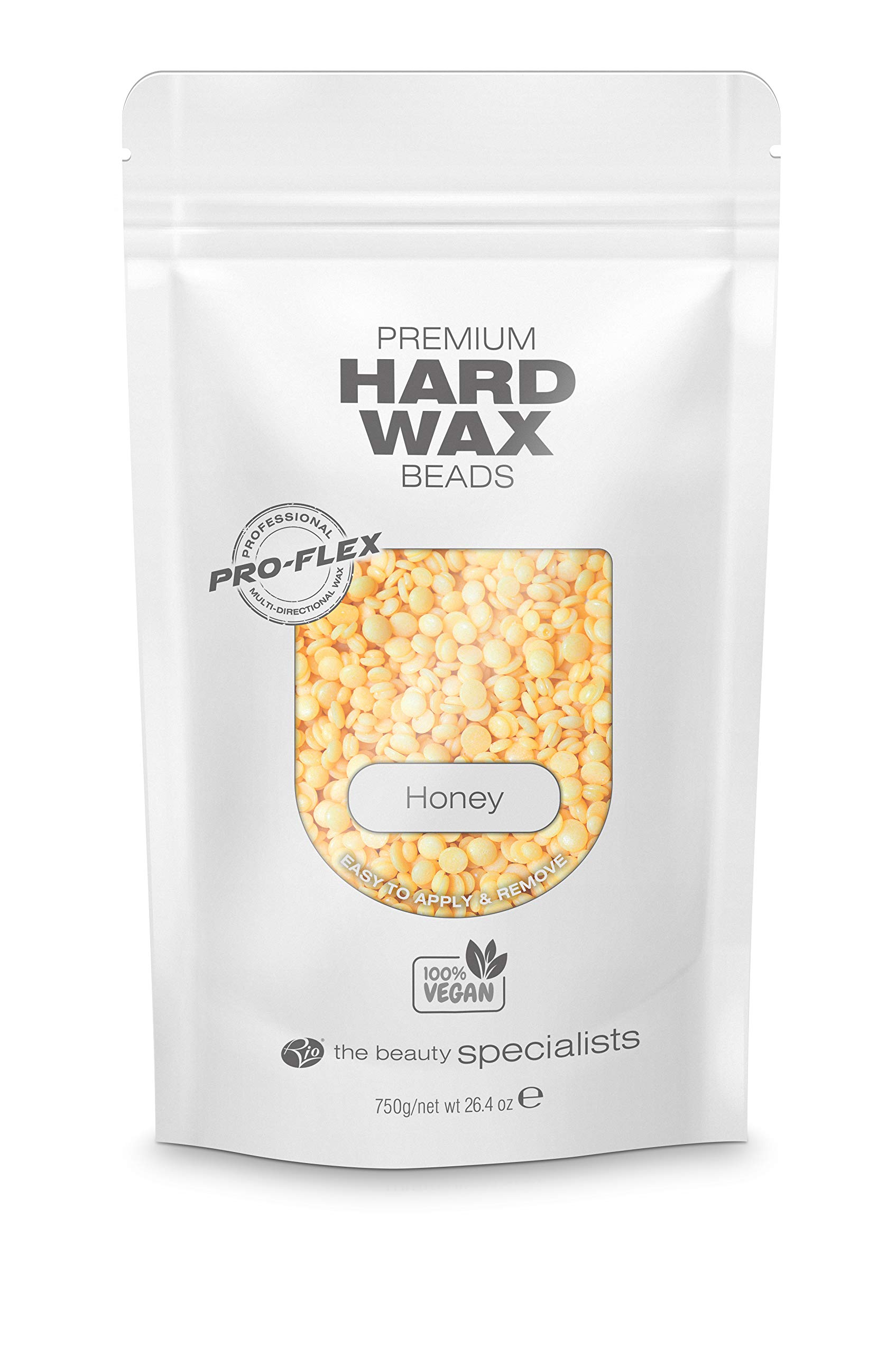 Rio Stripless Hard Wax Beads 750g Honey - Vegan Stripless Hair Removal, Painless Full Body Waxing, Brazilian, Bikini Line, Face, Legs, Coarse Hair Formula, Depilatory Wax Pellets No Strip Needed