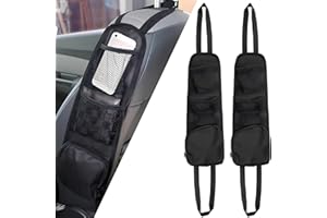 SHUIYVMING 2-Pack Car Seat Organizer with Mesh Pocket, Multifunctional Seat Side Storage Bag & Hanging Net for Phone, Keys, T