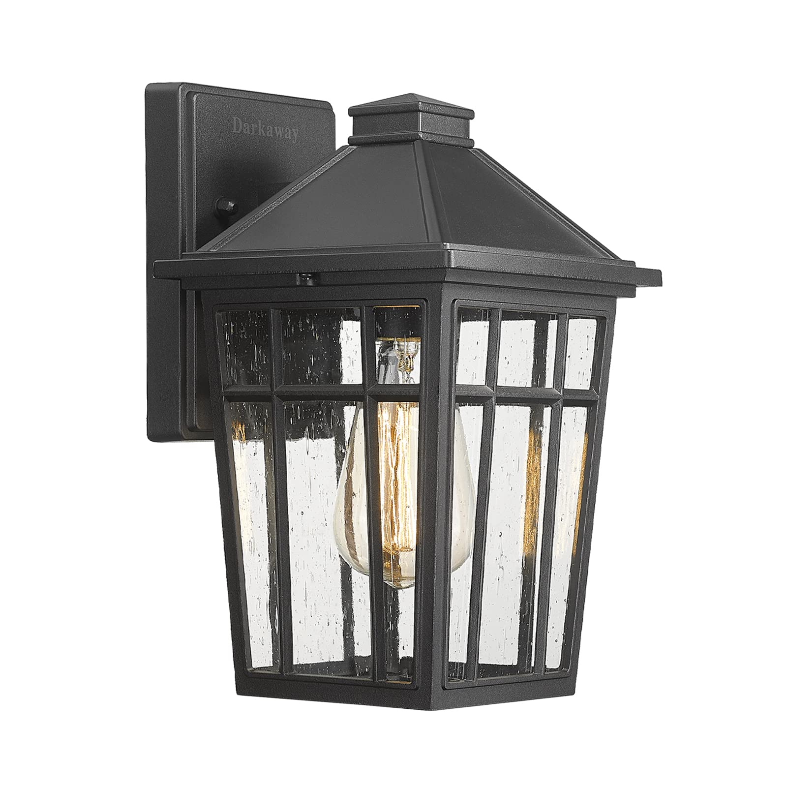 Photo 1 of Darkaway Outdoor Sconce Lights Wall Light Fixtures, Front Porch Light Outdoor Wall Anti-Rust Waterproof Aluminum with Glass Exterior Light Fixture for Patio, Yard, Doorway, Garage(1 Pack, Black)