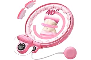 Humixx Infinity Hoop for Adult Weight Loss, 2 in 1 Smart Fitness Hoop with Counter & Detachable Knots, Weighted Exercise Fit Hoop Suitable for Women and Kids, Pink
