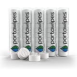 Portawipes Coin Tissues | 50 Pack with 5 Carrying Cases | Toilet Paper Tablets | Compressed Towels | Expandable Wipes | Soft 