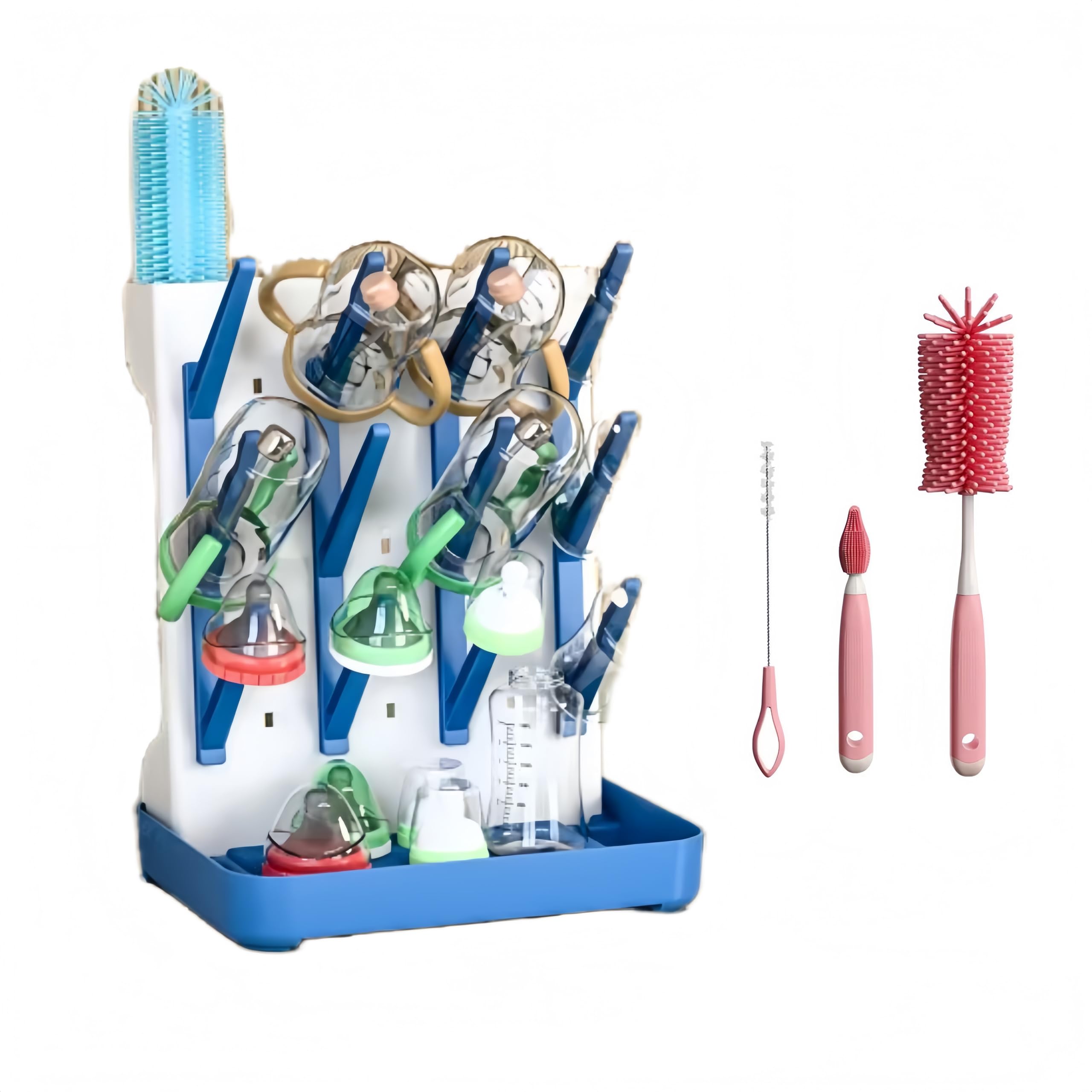 Photo 1 of lizeisadi Bottle Storage Organizer -Large Vertical Bottle Dryer Rack Kitchen Counter - Space Saving Standing Drying Rack for Bottles, Suitable for Bottles, Pacifiers Pump Parts Accessories (Blue)