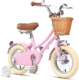 Glerc 14 Inch Kids Bike for Girls Pink with Basket Stabilizers Bell 3-5 Years