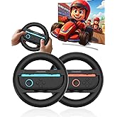 Switch 2 JoyCon Steering Wheel, Racing Wheels for Mario Kart Wolrd & 8 Deluxe, Racing Games Accessories for Nintendo Switch 2 Joy Con (2025) - 2 Packs Black