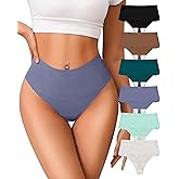 ORLAROY High Waisted Thongs Underwear for Women Seamless No Show Panties Soft Tagless High Cut Ladies Thong 6 Pack