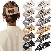 Velscrun Flat Hair Clips for Women Girls, 12 Pack Lay Flat Claw Clips, Large Side French Duck Billed Hair Jaw Claw Clip for All Hair Types, Work Daily Trendy Fashion Styling Gifts Hair Clip Brown