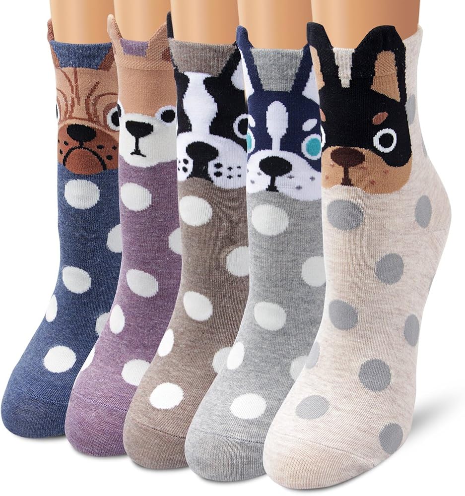Ambielly: Socken Set: 5 Paar Hundesocken 80% Baumwolle
