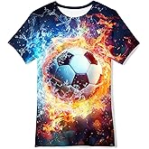 Kimoda 3D Graphic Short Sleeve Shirts Boys Girls Cool T-Shirt Unisex Novelty Tees for 7-12 Years Teens