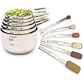 Simply Gourmet Measuring Cups and Spoons Set of 12 – 18/10 Stainless Steel Kitchen Gadgets – Stackable Design with Long Handle Spoons – Fits in Jars – Cooking & Baking Measuring Set for Dry & Liquid