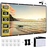 100-inch Projector Screen 4K 16:9 HD Foldable Washable Portable Projection Movies Screens Support Double Sided Projection for