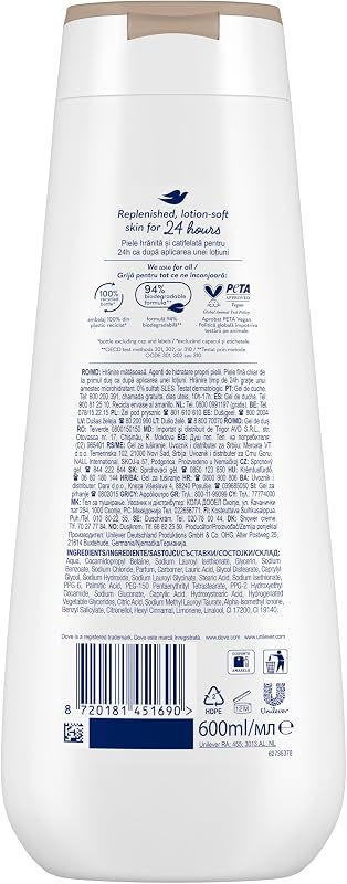 Dove Advanced Care Duschgel Seide, pflegend, natürliche Feuchtigkeitscreme, 600 ml