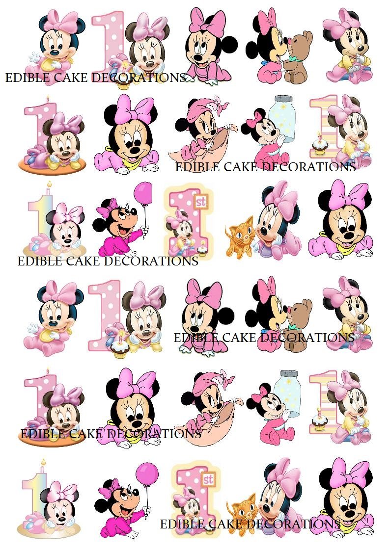 En Papier Comestible Fete Minnie Mouse 30 Decorations Sur Pieds Pour Gateau Du 1er Anniversaire Pour Fille Patisserie Ustensiles A Patisserie Napravi Rs