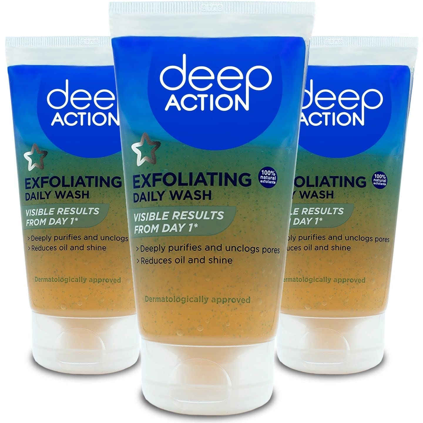 Exfoliating Face Wash with Salicylic Acid (Pack of 3) - Visible Results from Day 1 | Purifies & Unclogs Pores, Reduces Oil & Shine | Cruelty Free & Dermatologically Approved