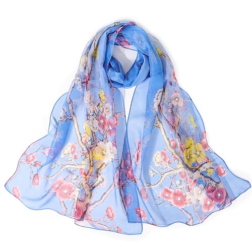 Lamca Chiffon Scarf - Ladies Scarves Lightweight Floral Print Scarf for Women UK