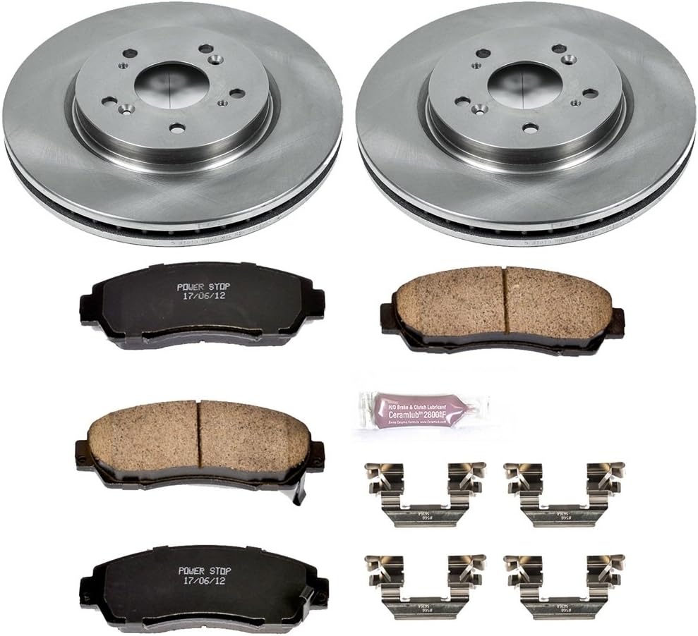POWERSTOP KOE228 Front Autospecialty Replacement Brake Kit Brake Rotors and Ceramic Brake Pads For 2007-2012 Acura RDX | 2007-2011 Honda CR-V