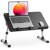 Laptop Desk Table, SAIJI Adjustable Laptop Stand, Portable Lap Desks | Breakfast Tray Reading Desk for Sofa Couch Bed Floor (Black,Medium Size)