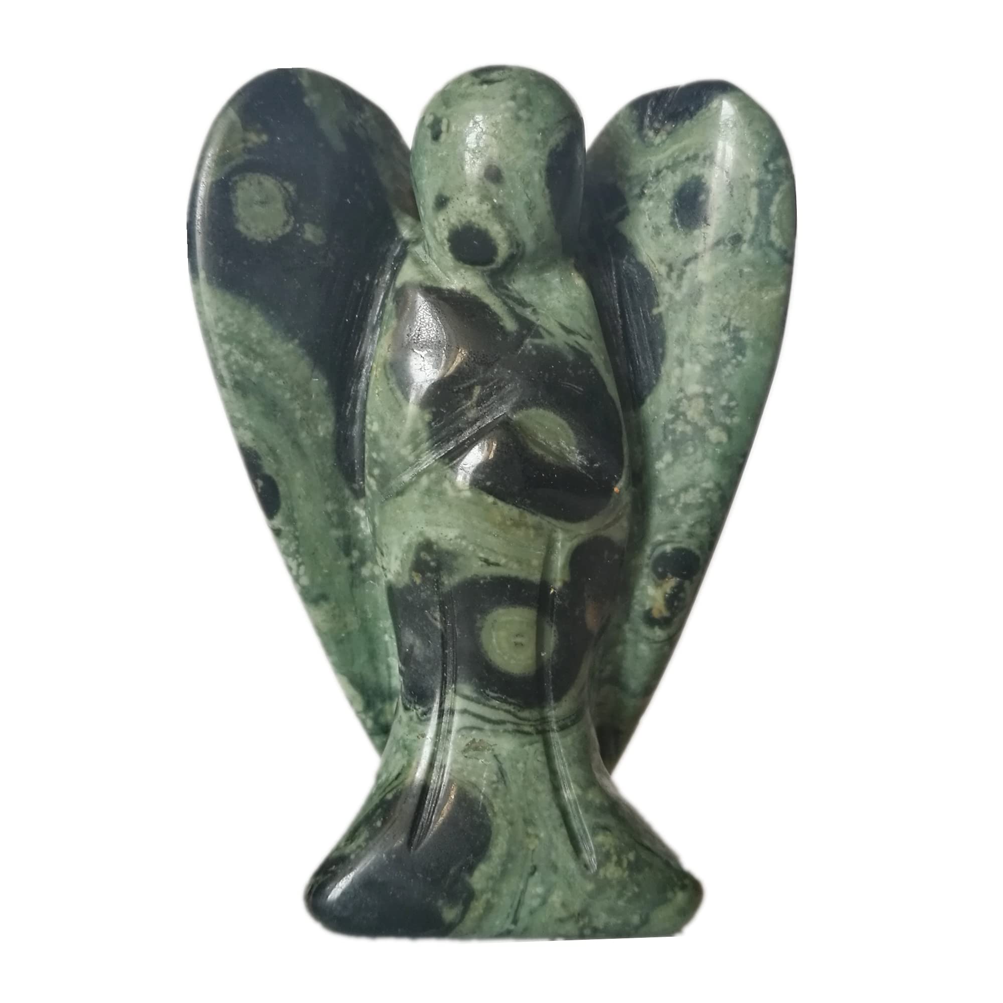 Manekieko Natural White Howlite Turquoise Healing Crystal Prayer Guardian Angel Statue,48mm Carving Pocket Palm Stone Figurines Decoration