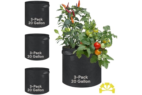 CGLEAM Grow Bags 20 Gallon 3 Pack Large Fabric Pots Heavy Duty with Handles | 300g Thickened Nonwoven Excellent Drainage Gard