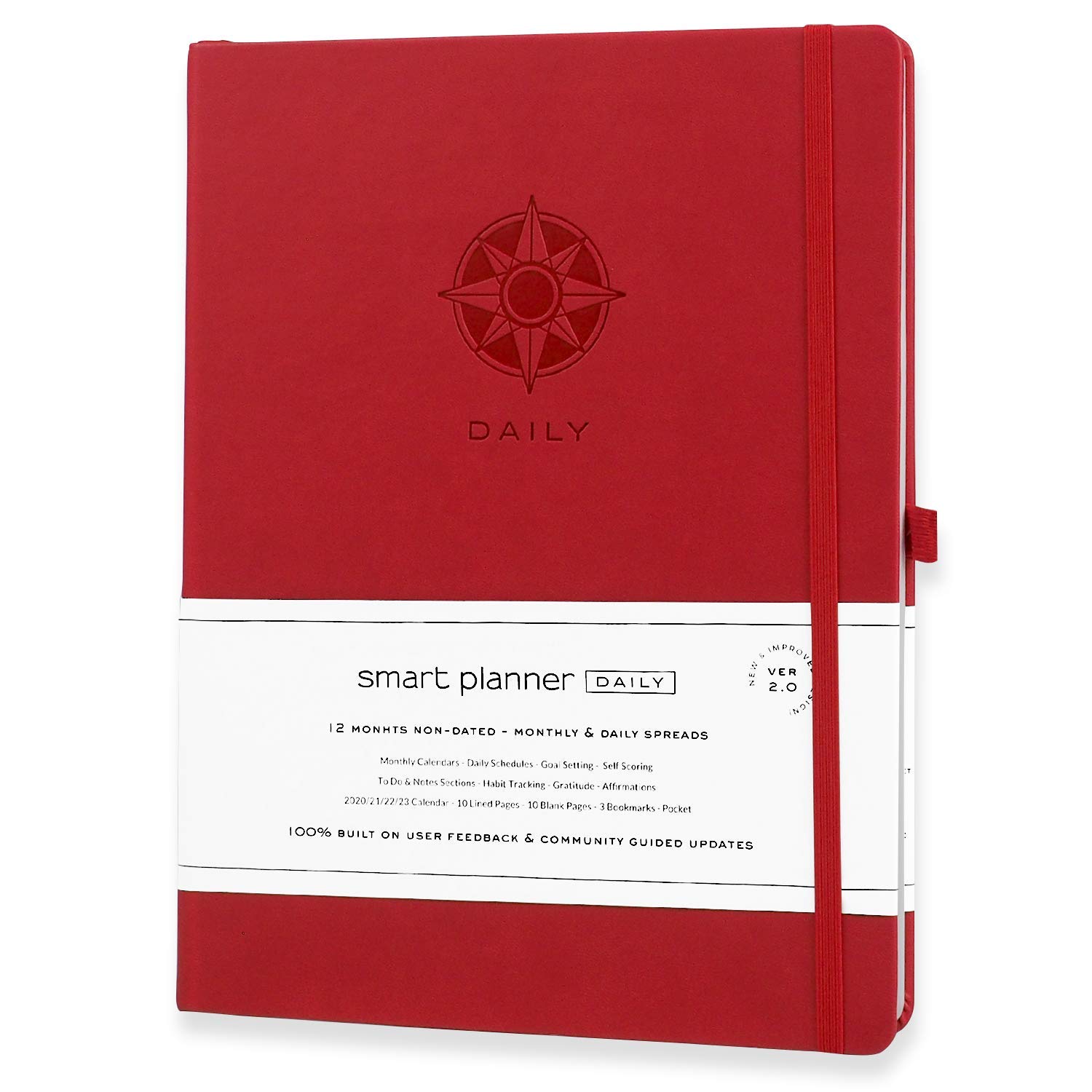 Smart Daily Planner – Undated A4 Size – Achieve Goals & Increase Productivity, Time Management & Happiness - Weekly Monthly Day Planner with Gratitude Journal, Hardcover, Organizer Planner