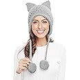 Bellady Winter Cute Cat Ears Knit Hat Ear Flap Crochet Beanie Hat