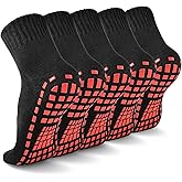 NOVAYARD 5 Pairs Non Slip Socks Non Skid Sticky Grippy Yoga Pilates Hospital Sock Men Women