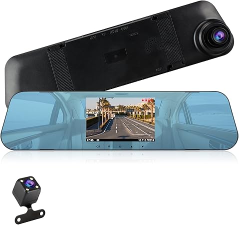 Amazon Co Jp Bnoycei ドライブレコーダー バックミラー型 バックカメラ 170度広角 前後カメラ 同時録画 駐車監視機能 暗視機能 4 3インチ Fhd1080p 500万画素 バッテリー内蔵 車 バイク